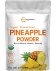 Organic Pineapple Powder 8oz  100 Natural Fruit Powder  FreezeDried Pineapples Source  No Sugar  Additives  Great Flavor for Drinks Smoothie  Beverages  NonGMO  Vegan Friendly