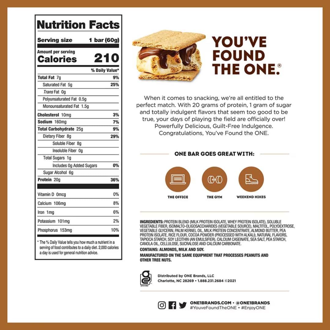 ONE bar Protein Bars 3 Flavor Variety Pack Gluten Free 20g Protein and Only 1g Sugar 212 oz Bars Pack of 12