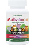 NaturesPlus Animal Parade Children's Chewable Multivitamin - 180 Animal-Shaped Tablets - Natural Assorted Flavors - Vegetarian, Gluten Free - 90 Servings