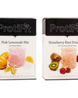 PROTIFIT  High Protein Pink Lemonade  Strawberry Kiwi Fruit Drink 2 Pack 15g Protein Low Calorie Sugar Free Ideal Protein Compatible 7 Servings Per Box 2 Pack