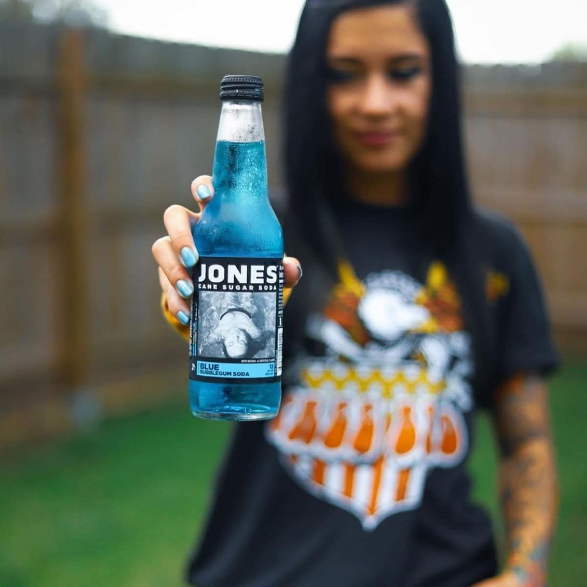 Jones Soda Co Blue Bubblegum Soda Flavor  100 Cane Sugar Soda  Craft Soda Pop  Soda Soft Drinks  12 Oz Glass Bottle Soda Pack of 12