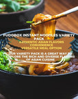 FUDOBOX Asian Instant Ramen Noodles Variety Pack  Student Care Package  Quick and Tasty Office Meals  Soup Mix Savory  Rich  20 Pack Assorted