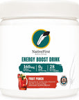 NativeFirst Energy Boost Drink Mix (28 Servings) - 160mg Caffeine per Serving, Gluten Free, Non-GMO (Fruit Punch)