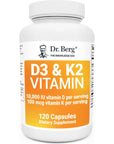 Dr. Berg's Vitamin D3 K2 Supplement w/MCT Oil - Includes 10,000 IU of Vitamin D3, 100 mcg MK7 Vitamin K2, Purified Bile Salts, Zinc & Magnesium for Ultimate Absorption - 120 Capsule