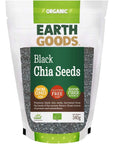 Earth Goods Organic Black Chia Seeds, Non-gmo, Gluten-Free, Good Fiber Source - 340g