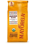 Mayorga Medium Roast Whole Bean Coffee 5 lb bag  Mayan Blend Coffee Roast  Smooth  Flavorful Organic Coffee  Specialty Grade 100 Arabica Coffee Beans  NonGMO Direct Trade