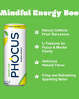 Phocus Energy Boost Lemon Lime  No Sugar  75mg Caffeine  LTheanine  0 Calories  Natural Flavors  Sweeteners  115 Fl oz Pack of 12