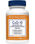 The Vitamin Shoppe CoQ-10 200mg - Beneficial for Those Taking Statins - Supports Heart & Cellular Health and Healthy Energy Production, Essential Antioxidant - Once Daily (120 Capsules)