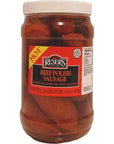 Resers Hot Pickled Beef Polish Sausage Quart Jar