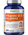 NusaPure Vitamin D3 50,000 IU 90 Veggie Capsules (Non-GMO & Gluten-Free)