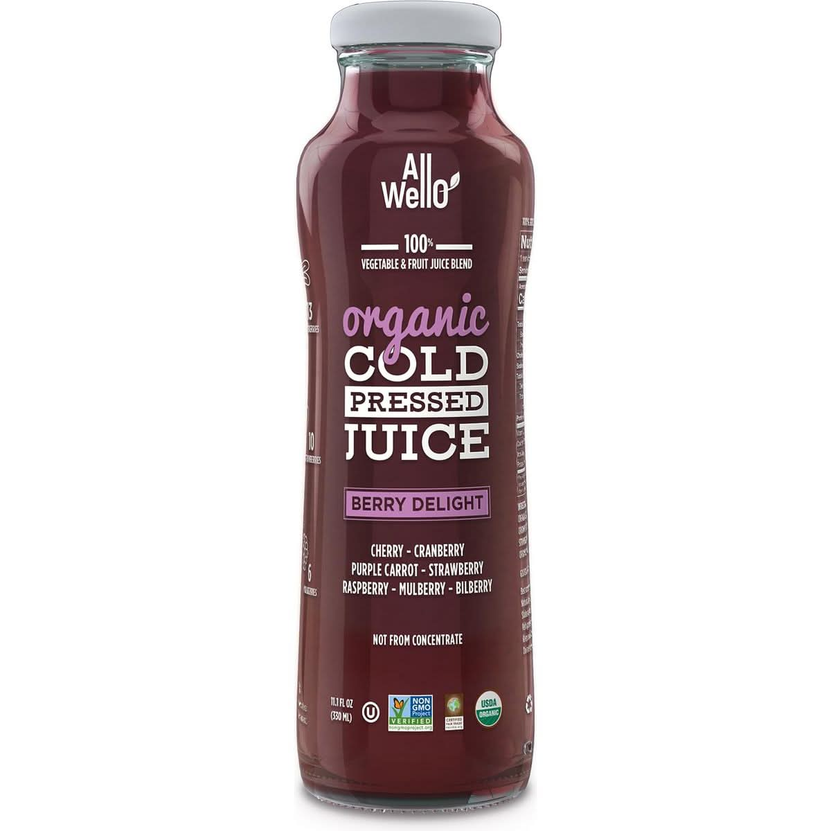 ALLWELLO Mix of Organic Cold Pressed Juice Drinks with Real Fruits and Vegetables Gluten Free NonGMO Healthy Juices No Preservatives No Sugar Added Mix 12 Pack