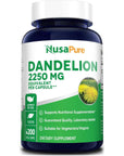 NusaPure Dandelion Root Extract 2,250mg 200 Veggie Capsules (Non-GMO, Extract 5:1 & Gluten Free)