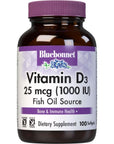 Bluebonnet Nutrition Vitamin D3 1000 IU Softgels, Aids in Muscle and Skeletal Growth, Cholecalciferol from Fish Oil, Non GMO, Gluten Free, Soy Free, Dairy Free, 100 Softgels