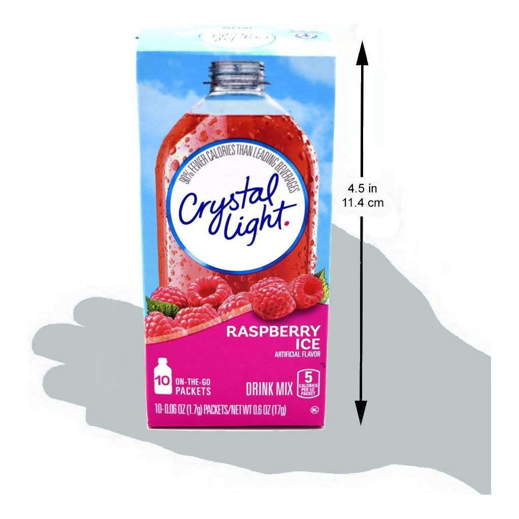 Crystal Light On The Go Raspberry Ice Drink Mix 10Packet Box Pack of 7