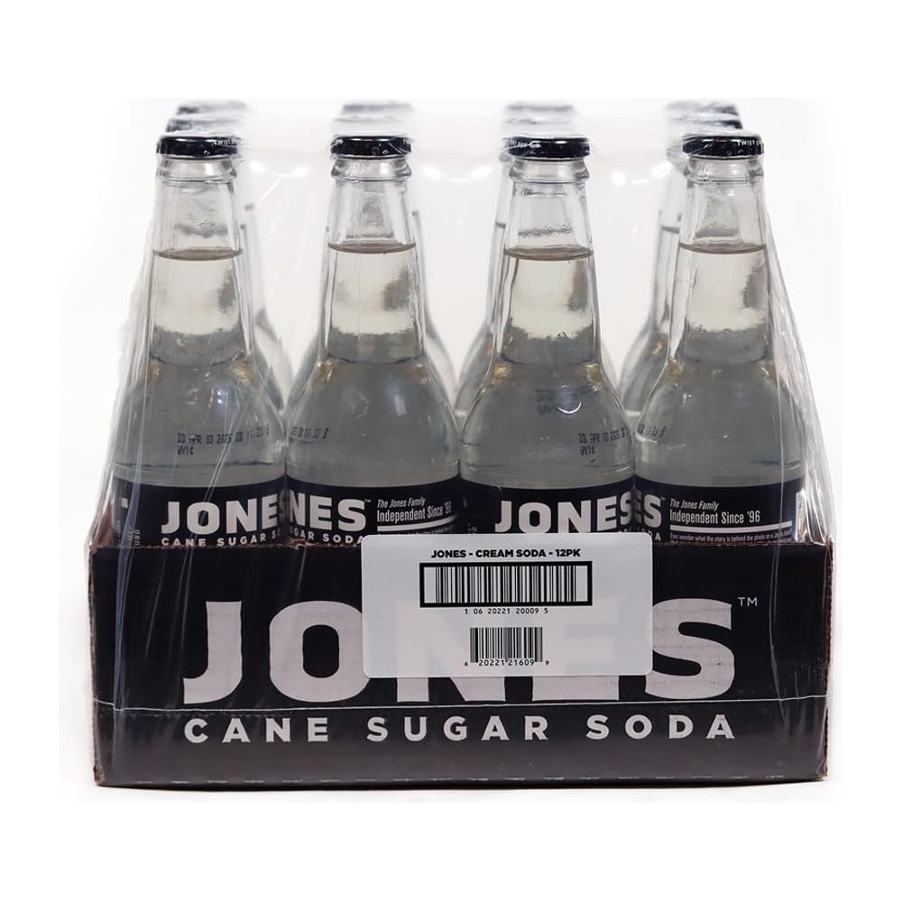 Jones Soda Co Cream Soda Flavor  100 Cane Sugar Soda  Craft Soda Pop  Soda Soft Drinks  12 Oz Glass Bottle Soda  Pack of 12