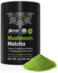 Inner Elevate Mushroom Matcha  Organic CeremonialGrade Matcha Powder with 4 Superfood Mushrooms  Adaptogenic Mushroom Tea Drink with Lions Mane Cordyceps Turkey Tail Reishi 30 Servings