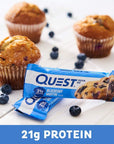 Quest Nutrition Blueberry Muffin Protein Bars, High Protein, Low Carb, Gluten Free, Keto Friendly, 12 Count