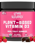 Llama Naturals Real Fruit Vitamin D3 Gummies Kids & Adults; No Added Sugar Cane, Organic, Vegan, Healthy Bones, Immunity, Mood, for Women, Men, Children; 200% DV Each; 60 ct (30-60 Days) (Raspberry)