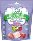 Lovely Candy Co Organic Sour Chewy Candies 8oz Bag 1pack  Natural Raspberry Apple  Cherry Flavors  Vegan Gluten Free NonGMO No Artificial Ingredients Individually Wrapped