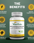 Vegan Multivitamins & Minerals for Women and Men with High Strength Vitamin B12, D3 & K2. 180 Multivitamin Tablets - 6 Months Supply. Vitamins for Vegans & Vegetarians