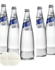 San Benedetto Italian Sparkling Water in Glass Bottles  5 Units of 500ml Pristine Glaciers Water with Snacktix coaster included