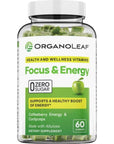 Organoleaf Energy Gummies with Coffeeberry Energy&Cordyceps,Made with Allulose,Focus&Energy Vegan Zero-Sugar Vitamin Supplement for Women and Men,Support a Healthy Boost of Energy,60 Count