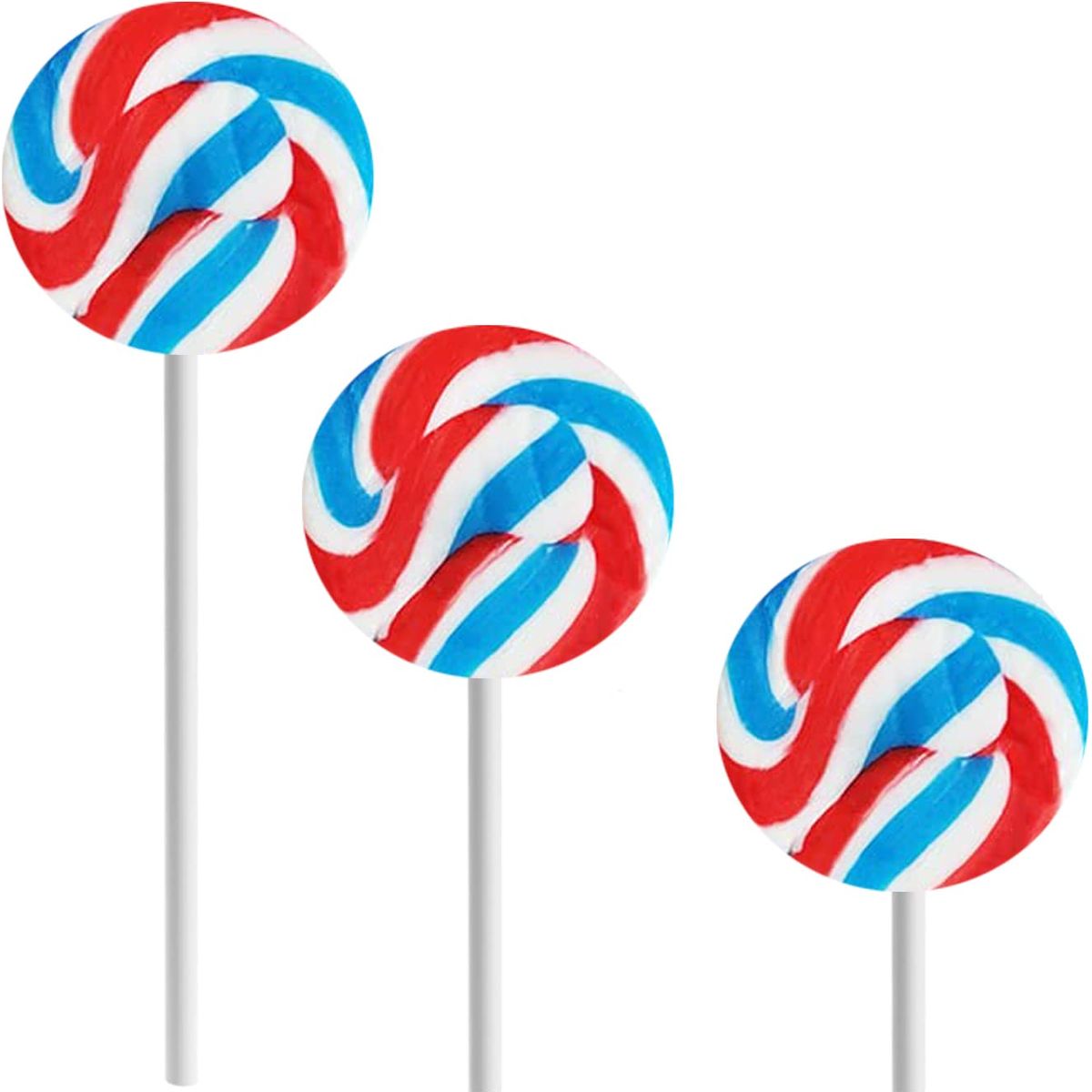 Fruidles Round Patriotic Lollipop USA Red Blue  White Mixed Fruit Flavor Individually Wrapped 15 Inch 15 gram Sucker 12Pack