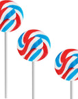 Fruidles Round Patriotic Lollipop USA Red Blue  White Mixed Fruit Flavor Individually Wrapped 15 Inch 15 gram Sucker 12Pack