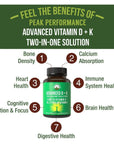 Peak Performance Advanced Vitamin D 2000 IU with All 3 Types of Vitamin K Vitamin D3 and Vitamin K2, K1, MK-7 (MK7), MK4 Supplements. 60 Small and Easy to Swallow Vegetable Pills (2000 IU)