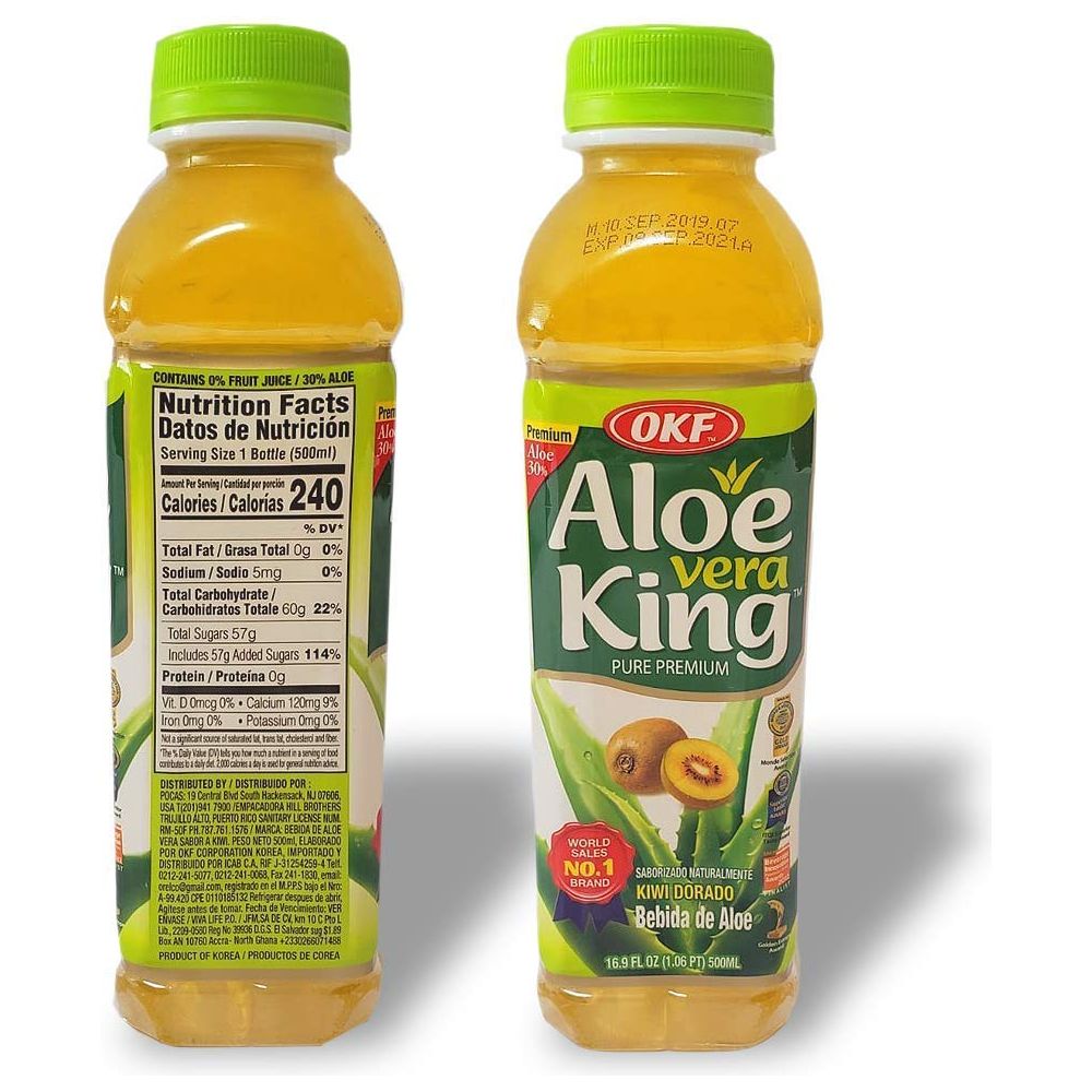 OKF Aloe Vera King Drink Flavors includes Coco Original Grape Mango Pineapple Watermelon Pomegranate Gold Kiwi Peach and Strawberry 10 flavor variety pack 10