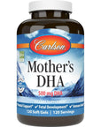 Carlson - Mother's DHA, 500 mg DHA, Prenatal Support, Fetal Development & Immune Health, 120 Softgels