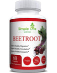 Simple Life Nutrition Organic Beet Root Powder Capsules - 60CT