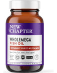 New Chapter Wholemega Fish Oil Supplement - Wild Alaskan Salmon Oil with Omega-3 + Vitamin D3 + Astaxanthin + Sustainably Caught - 120 ct, 1000mg Softgels