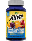 Nature's Way Alive! Men’s 50+ Premium Gummy Multivitamins, Supports Multiple Body Systems, B-Vitamins, Gluten-Free, Vegetarian, Grape, Orange and Cherry Flavored Gummies, 75 Gummies