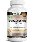 Oladole Natural Pure Organic Ashwagandha Powder and Root Extract 2100 mg Promotes Stress Relief, Mood Enhancer, and Immune System - 100 Veggie Capsule