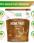 Health Garden Monk Fruit Sweetener, Golden- Non GMO - Gluten Free - Sugar Substitute - Kosher - Keto Friendly (3 lbs)