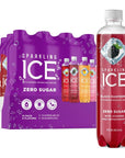 Sparkling Ice Purple Variety Pack, Flavored Water, Zero Sugar, with Vitamins and Antioxidants, 17 fl oz, 12 count (Black Raspberry, Cherry Limeade, Orange Mango, Kiwi Strawberry)