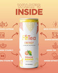 FitTea Healthy Energy Drink 12 Fl Oz  Peach Mango Pre Workout Sparkling Refresher 12 Pack Natural Green Tea Energy Drinks Sugar Free