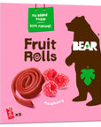 BEAR ‘Fruit Rolls' Raspberry – Natural Fruit Snack - No Added Sugar - 5 x 2 rolls - 100g