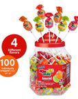 Colombina Bon Bon Bum Lollipops wBubble Gum Center Assorted Flavors Individually Wrapped Ideal for Party Favors and Gifts 1 Jar 100 Count