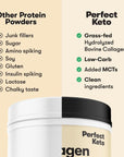 Perfect Keto Collagen Peptides Protein Powder with MCT Oil | Hydrolyzed Collagen, Type I & III Supplement | Non-GMO, Gluten Free, Grassfed, Keto Coffee Creamer | Shakes for Women & Men - Chocolate