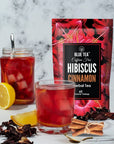 BLUE TEA  Hibiscus Cinnamon Herbal Tea  60 Tea Bags  PRIME SAVINGS DAY  TANGY  SPICY  Caffeine  Free  Farm Packed  Flower Based  Vegan  Gluten Free  NonGMO  EcoConscious Ziplock Pouch