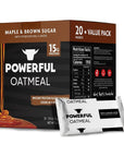 Powerful Nutrition Instant Protein Oatmeal Packets, Maple Brown Sugar, 20 Count, 15g of Protein, 3g of Fiber, Kosher, Natural Ingredients, Power Up Your Day with an Instant Breakfast