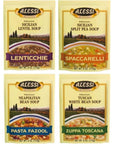 Alessi Athentic Italian Soup Mix 4 Flavor Variety Bundle 1 Tuscan White Bean Soup 1 Sicilian Lentil Soup 1 Sicilian Split Pea Soup and 1 Neapolitan Bean Soup 46 Oz Ea