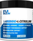 Evlution Nutrition L-Arginine + L-Citrulline - Endurance + Workout Performance Supplement - 2000mg Complex - Vasodilation + Nitric Oxide Support - Vegan + Gluten Free Powder - 75 Servings