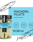 Mackerel Fillets in Oil Wild Caught Skinless Bonless 1058 oz Gourmet ready to eat Mackerel appetizer Keto Snacks Full of Vitamins Low in Mercury Kosher NonGMO Product of Italy Renna