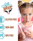 Milk Magic Milk Flavoring Straws 8Pack Bundle 32 count Chocolate Banana Banana Strawberry Banana Unicorn Kisses Cotton Candy Birthday Cake Strawberry and Chocolate Cereal Straws