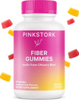 Pink Stork Fiber Gummies - Prebiotic Fiber Supplement with 3g Inulin for Digestive Wellness, Constipation, Bowel Regularity, Gut Health - for Pregnancy and Postpartum - 60 Vegan Fiber Chews