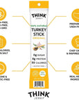 Think Jerky AllNatural Turkey Sticks 05 Ounce Sticks Pack of 20 Sticks  Sugar Free Gluten Free Non GMO No Nitrates Keto Friendly Paleo High Protein Low Carb