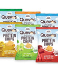 Quevos Protein Chips  The Original Low Carb Protein Chips made with Egg Whites Crunchy Flavorful Protein  High Fiber Snacks Keto Friendly Diabetic  Atkins Friendly Gluten Free Low Carb Chips  Variety Bundle 1 Oz Pack of 6